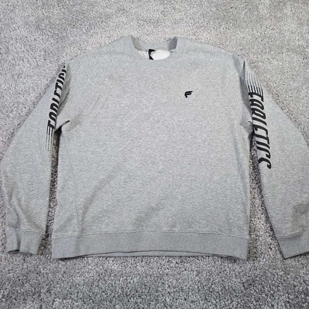Fabletics Mens Go To Crew Sweatshirt‎ Size XL Gray Logo Sleeve Athleisure